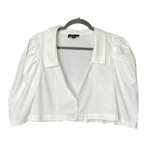 Danielle Bernstein white cropped puff sleeve top size M